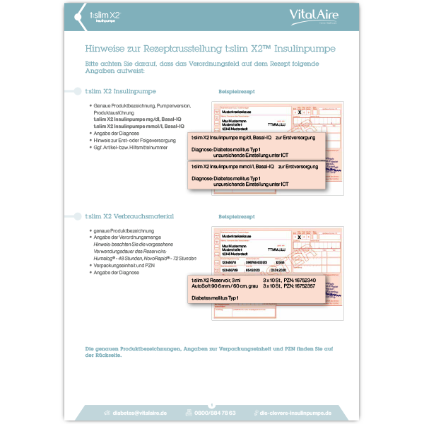 Hinweise zur Rezeptausstellung (t:slim X2 mit Basal-IQ Technologie)